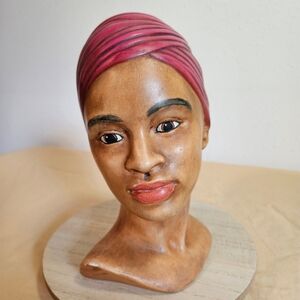 Ceramic Head Bust by Holland Ceramic, Beautiful Face Wearing Head Wrap